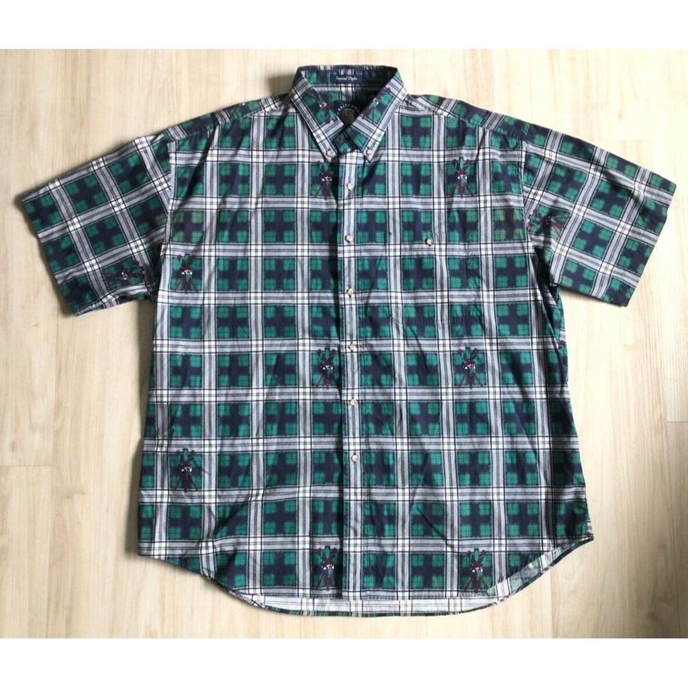 Salty Dog Gant Imperial Poplin Yacht Club Button Down Shirt Green / White XL